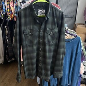 DIXXON “Something Obscene” Green and Black Checkered Flannel Shirt